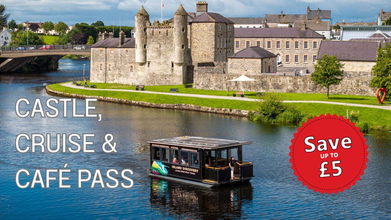 Island Discovery Boat passing Enniskillen Castle